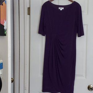 Purple Short Sleeved Dress with Side Ruch